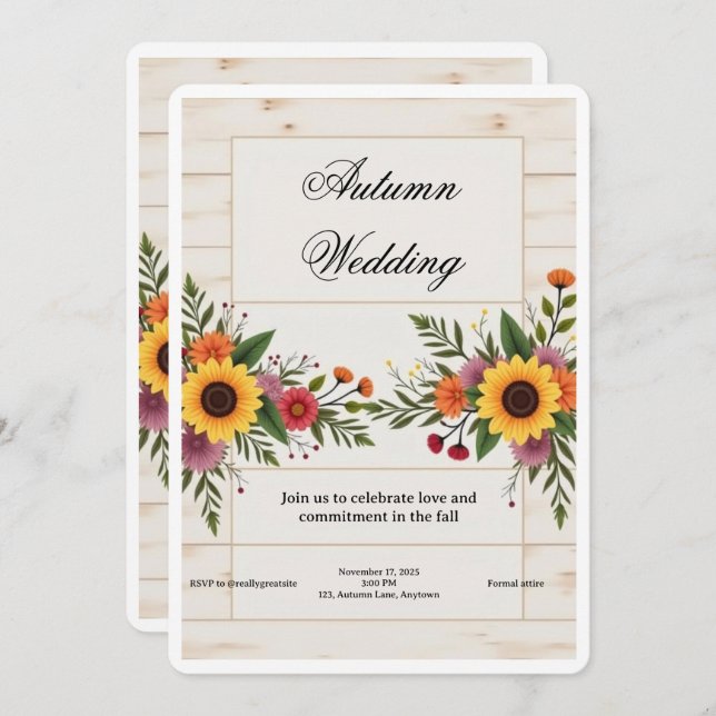 Convite Floral Wedding Invitation – Elegant & Simple (Frente/Verso)
