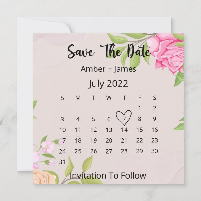 Convite Floral Wedding The Date Flat Card (Frente)