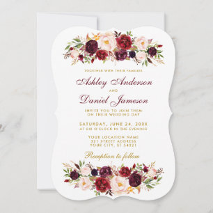 Convite floral WGB do casamento de Borgonha da