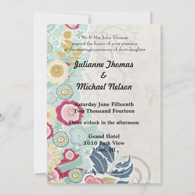Convite Floral Whimsy Wedding (Frente)