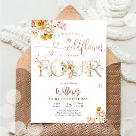Convite Floral Wildflower 4th Birthday Invitation