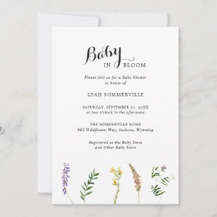 Convite Floral Wildflower Girl Baby in Bloom