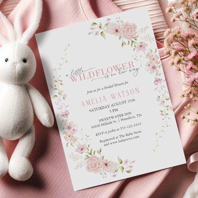 Convite Floral Wreath Little Wildflower Girl Baby Shower  (Floral Wreath Little Wildflower Girl Baby Shower Invitation)