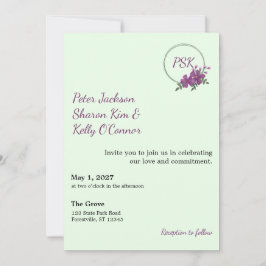 Convite Floral Wreath Throuple Invitation