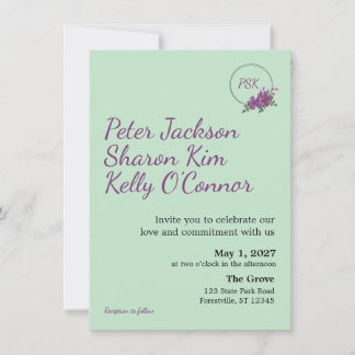 Convite Floral Wreath Triad Wedding Invitation