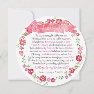 Convite Floral Wreath Você Será Minha Carta De Bridesmaid