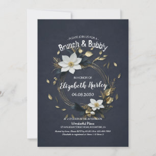 Convite Floral Wreath Wedch Bubbles Chá de panela