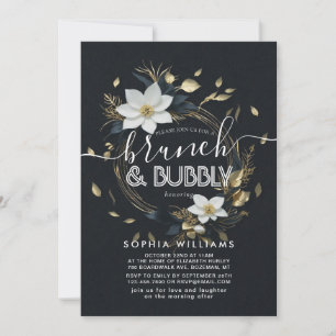Convite Floral Wreath Wedch Bubbles Chá de panela