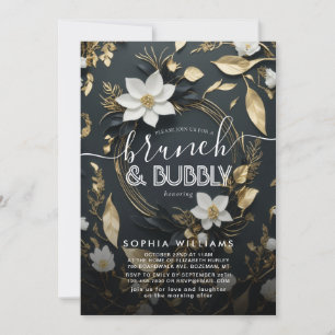 Convite Floral Wreath Wedch Bubbles Chá de panela