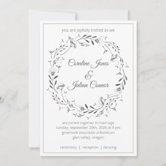 Convite Floral Wreath Wedding Invitation