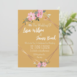 Convite Floral yellow Rustic Wedding 