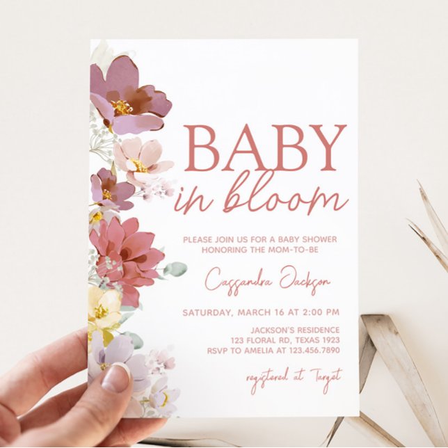 Convite Florals Baby Bloom Chá de fraldas (Spring Wildflower Baby Shower Invitation)
