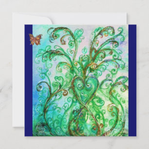 Convite FLoreios CAPRICHOSOS azul brilhante verde