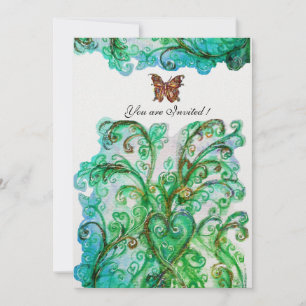 Convite FLoreios CAPRICHOSOS azul brilhante verde Pérola B