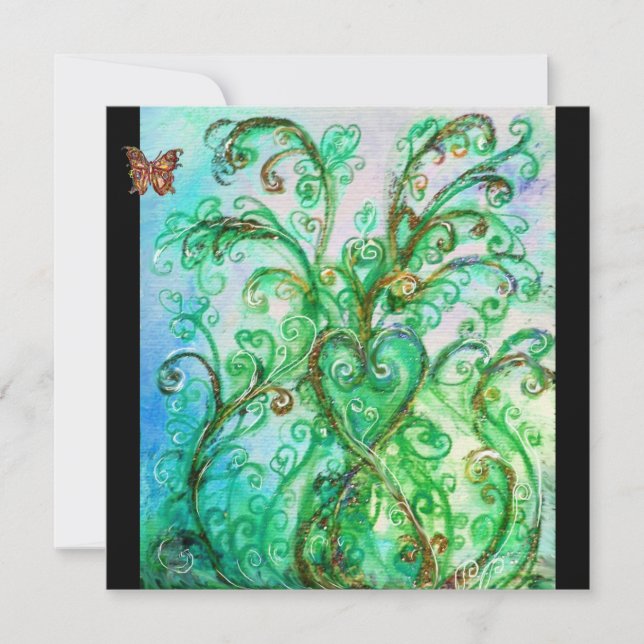 Convite FLOREIOS CAPRICHOSOS azul brilhante verde preto (Frente)