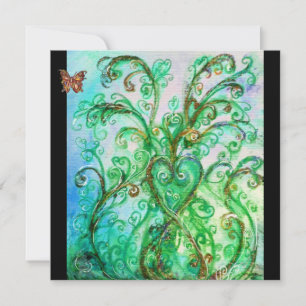 Convite FLOREIOS CAPRICHOSOS azul brilhante verde preto