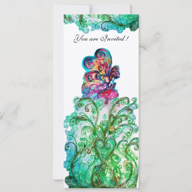 Convite FLOREIOS CAPRICHOSOS E PEQUENO ELF roxo,vermelho,a (Frente)