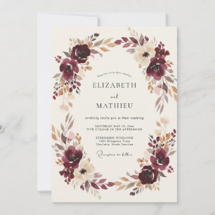 Convite Florença Burgundy Romance Casamento Elaborado