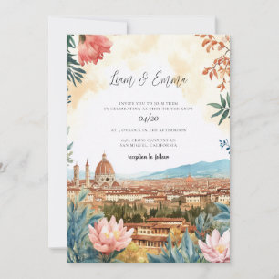 Convite Florença Destino Italiano Aquarela Casamento