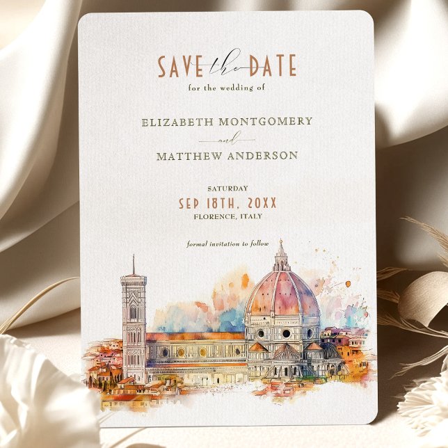 Convite Florence Itália Skyline Save-the-Date (Salvar a da (Criador carregado)