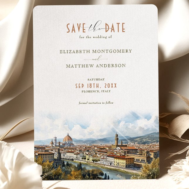 Convite Florence Itália Skyline Save-the-Date (Salvar a da (Criador carregado)
