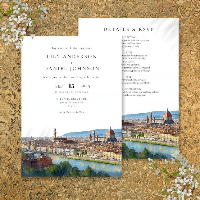 Convite Florence Italian Destination All In One Wedding (Florence Italian Destination All In One Wedding Invitation)