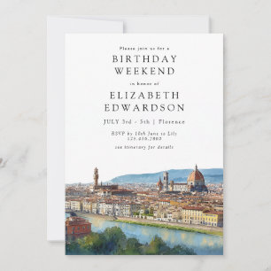 Convite Florence Skyline Aquarela Aniversário Fim de Seman