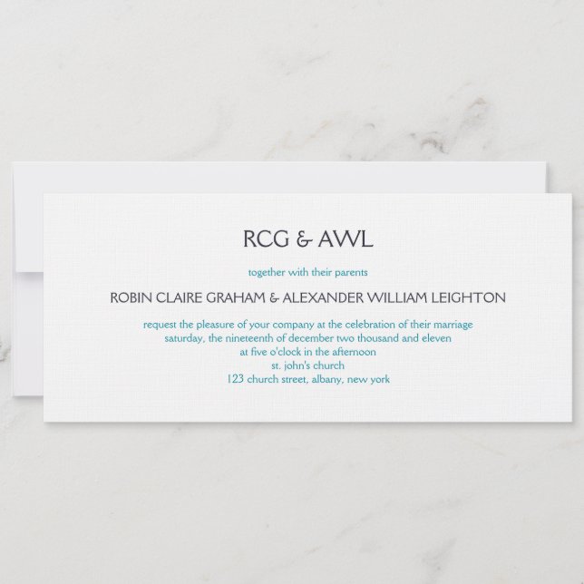 Convite Florentine: Ceruleano:Convite de casamento (Frente)