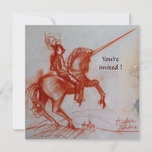 CONVITE FLORENTINE KNIGHT EM HORSEBACK - PAPEL-BURACK (Frente)