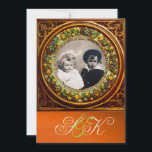 CONVITE FLORENTINE RENAISSANCE FRUTA MONOGRAM<br><div class="desc">Elegante, clássico, vibrante Renaissance belice art, obra-prima de Bottega della Robbia ( Florence - Itália ) .Clássico e design único de modelo fotográfico em laranja, amarelo-dourado, preto, cores verdes com uma pedra brilhante 3D gem facilmente personalizável com seu texto e iniciais design artístico e legal, fácil de personalizar como cerimônia...</div>