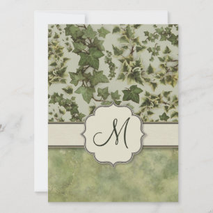 Convite Florentine Watercolor Ivy com Monograma