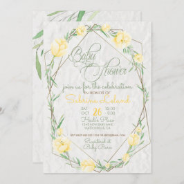 Convite Flores Amarelas Chá de fraldas de Terrarium Verde