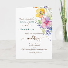 Convite Flores Amarelas Cor-de-Rosa e Cor de Pêssego Convi