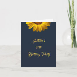 Convite Flores Amarelas no Monograma de fundo azul Marinho