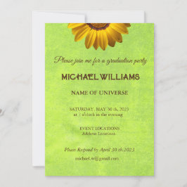 Convite Flores Amarelas no Monograma Verde Abstrato