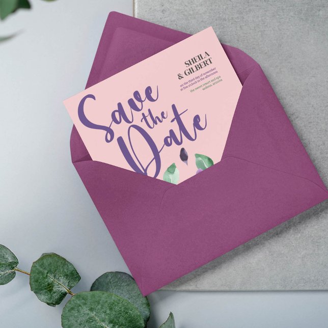 Convite Flores Amarelas Roxas Guardam A Data (Criador carregado)