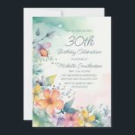Convite Flores Amarelas Teais Rosa aniversário de 30 anos<br><div class="desc">Bonito, amarelo e cor-de-água rosa, flores pastel aniversário de 30 anos convite de festas para mulheres. Texto, fontes e texto são completamente personalizáveis, então, embora este cartão seja projetado para uma senhora que está celebrando seu aniversário de 30 anos, ele pode ser personalizado para qualquer idade. Entre em contato conosco...</div>