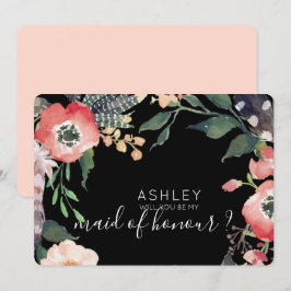 Convite Flores Aquarela Você Será Minha Dama de Honra Nome