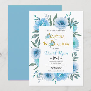 Convite Flores aquáticas, batismo e primeiro aniversario
