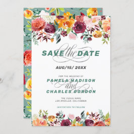 Convite Flores aquáticas coloridas e sotaque caligráfico