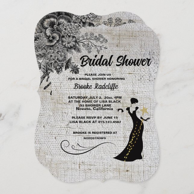 Convite Flores Artísticas Bonitas/Cinzas (Frente/Verso)