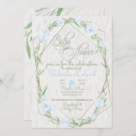 Convite Flores Azuis Chá de fraldas de terrário verde