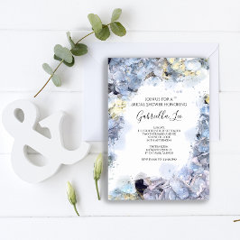 Convite Flores Azuis de Hortênsia em Aquarela para Chá de 