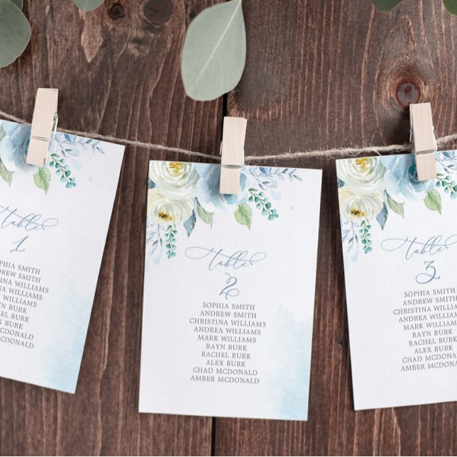 Convite Flores Azuis Dusty Quadro Número 3 Gráfico de Asse (Criador carregado)