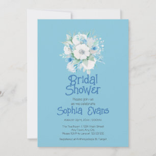 Convite Flores Azuis e Brancas Chá de panela Azul
