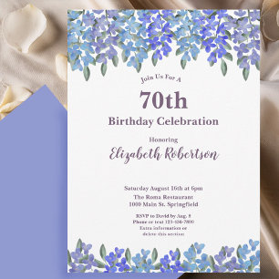 Convite Flores Azuis Elegantes Aniversário de 70 anos para