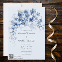Flores Azuis em Cascata Código QR Casamento