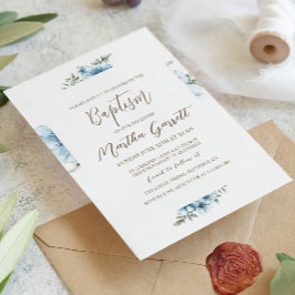 Convite Flores Azuis Querem Batismo Menina