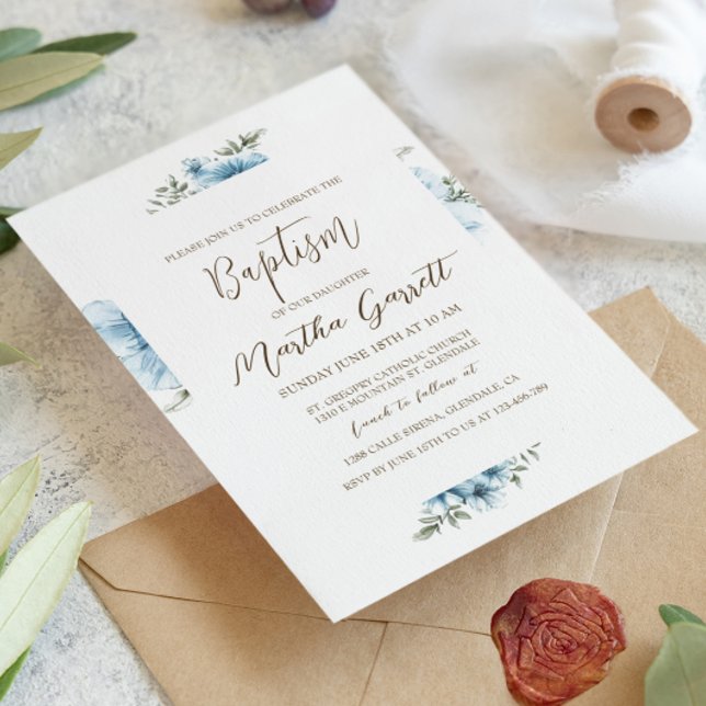 Convite Flores Azuis Querem Batismo Menina (Criador carregado)