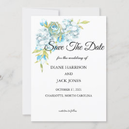 Convite Flores Azuis Salvem A Data Casamento